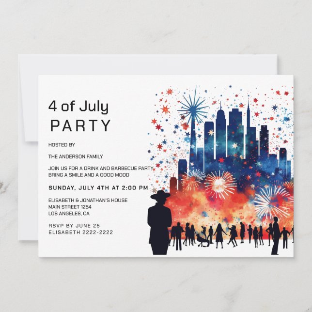 Fireworks 4 juillet Invitations (Devant)