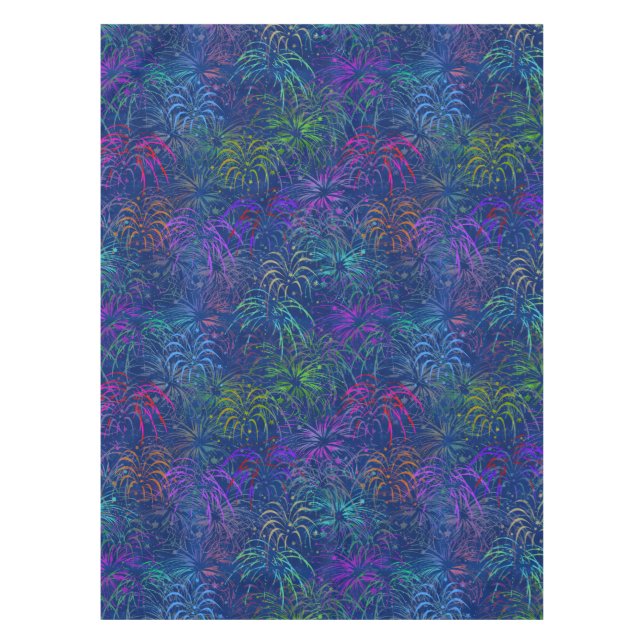Fireworks 4th of July Colourful Summer Pattern Tablecloth (Front)