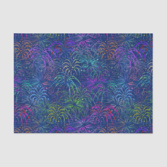 Fireworks 4th of July Colourful Summer Pattern Tissue Paper (Front)