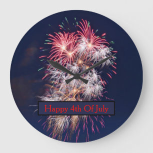 Fireworks 4th Of July Independence Day Large Clock