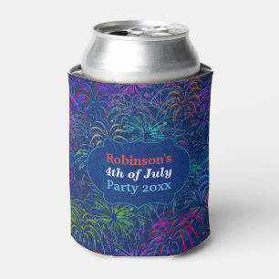 Fireworks 4th of July Party   Personalized Summer Can Cooler
