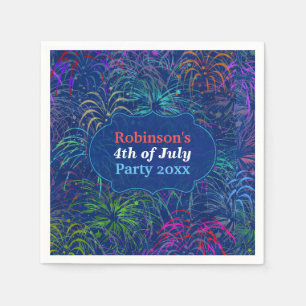 Fireworks 4th of July Party   Personalized Summer Napkin