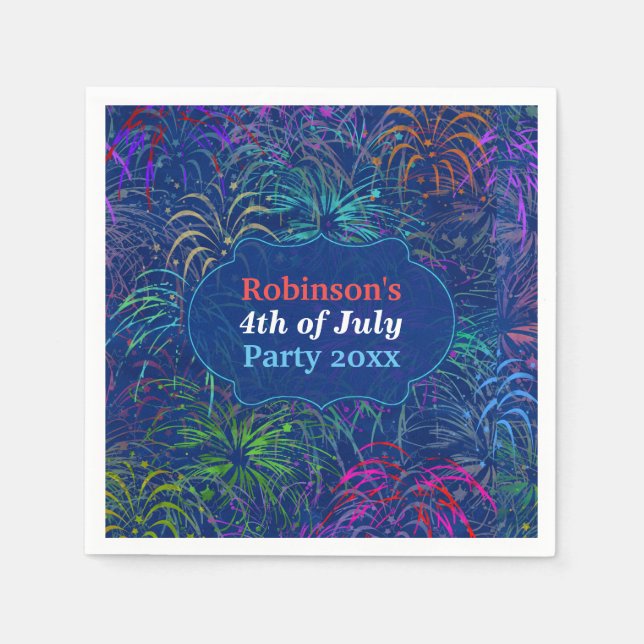 Fireworks 4th of July Party | Personalized Summer Napkin (Front)