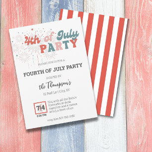 Fireworks 4th of July Party Retro Invitation