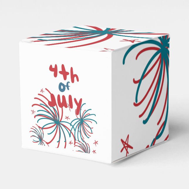 Fireworks 4th of July Stars BBQ Birthday      Favor Box (Front Side)
