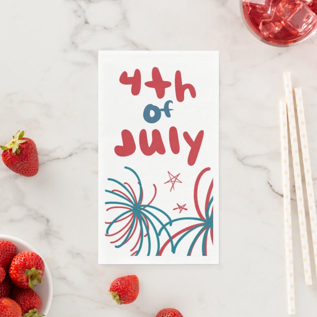 Fireworks 4th of July Stars BBQ Birthday    Napkin (Insitu)