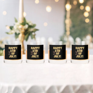 Fireworks 5 4th of July rocks glasses set of 4