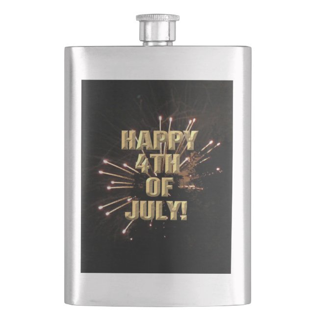 Fireworks 5 4th of July stainless steel flask (Front)