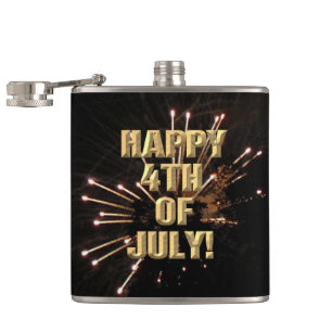 Fireworks 5 4th of July wrapped flask