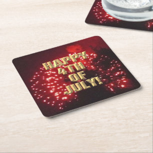 Fireworks 7 4th of July paper coasters