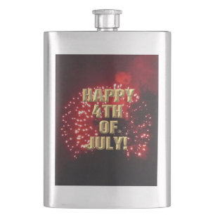 Fireworks 7 4th of July stainless steel flask