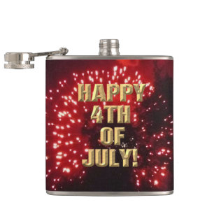 Fireworks 7 4th of July wrapped flask