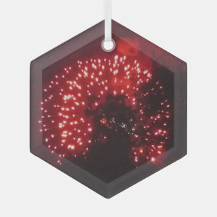 Fireworks 7 glass hexagon ornament