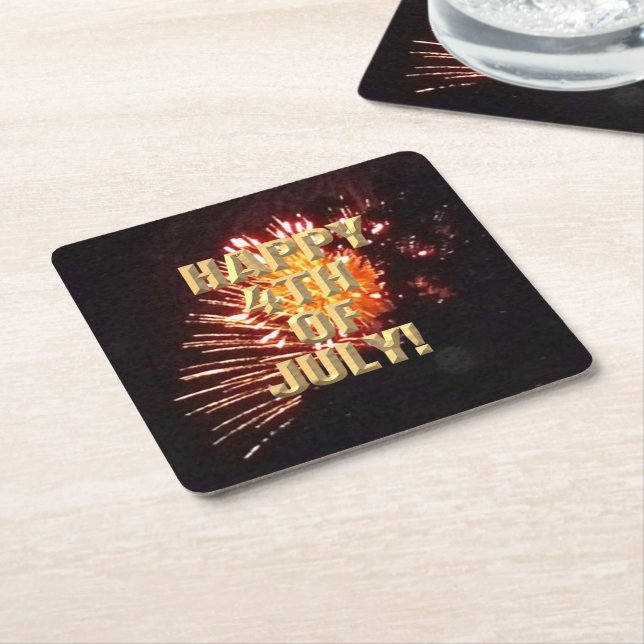 Fireworks 8 4th of July paper coasters (Angled)