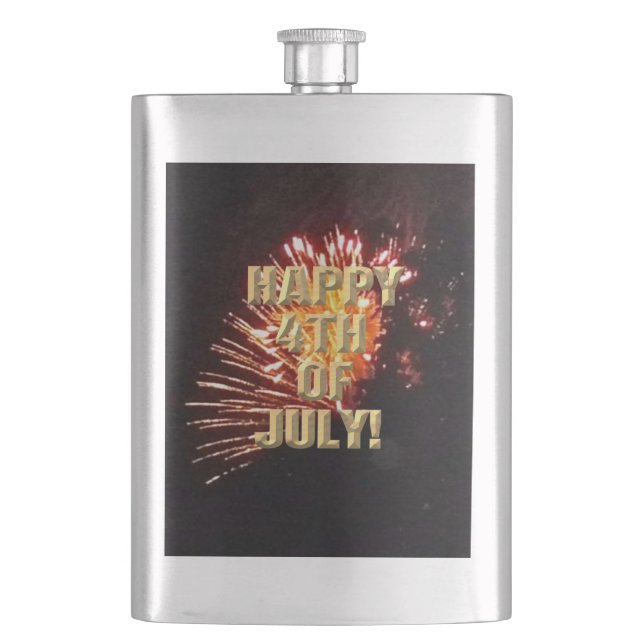 Fireworks 8 4th of July stainless steel flask (Front)
