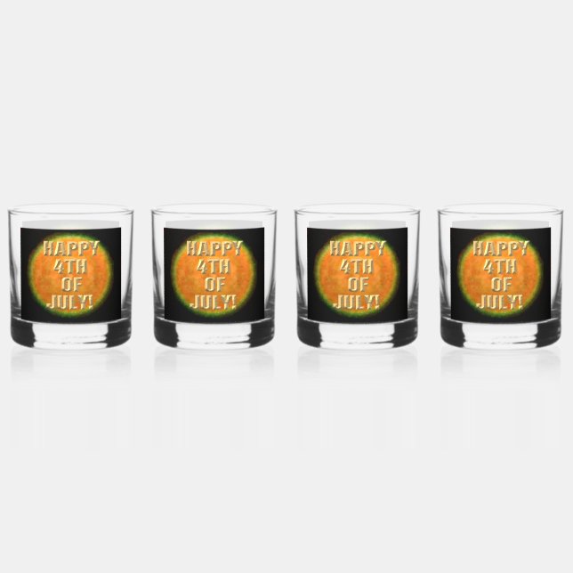 Fireworks 9 4th of July rocks glasses set of 4 (Front)