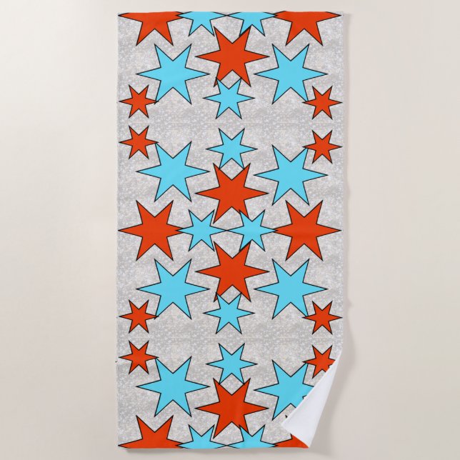 Fireworks and American Flag Beach Towel (Front)