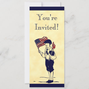 Fireworks and Flag 4th of July Custom Invitation