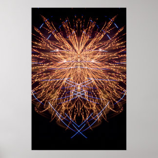 Fireworks Art: Gold and Blue 2 Poster