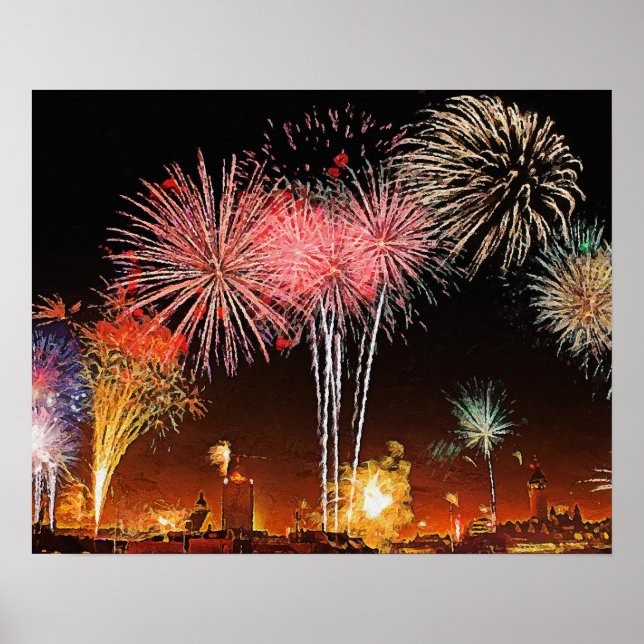 Fireworks art wall for decorate. poster (Front)