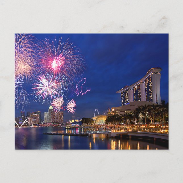 Fireworks at Marina Bay, Singapore Postcard (Front)