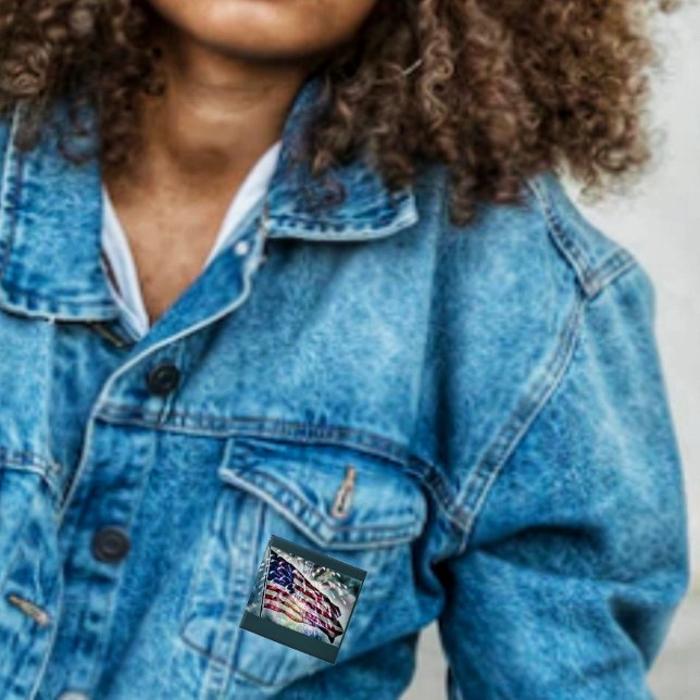 Fireworks Backdrop    2 Inch Square Button (Wear your patriotism on your jacket, with the Fireworks Backdrop Button!)