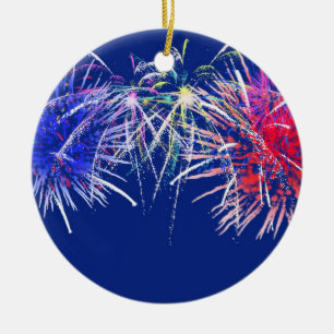 Fireworks Background Ceramic Ornament