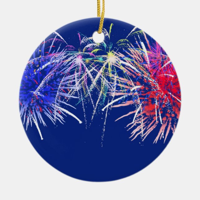 Fireworks Background Ceramic Ornament (Front)