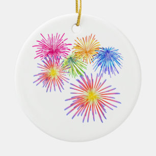 Fireworks Big Party Celebration Firecrackers  Ceramic Ornament