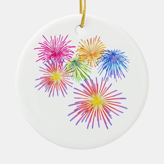Fireworks Big Party Celebration Firecrackers  Ceramic Ornament (Front)