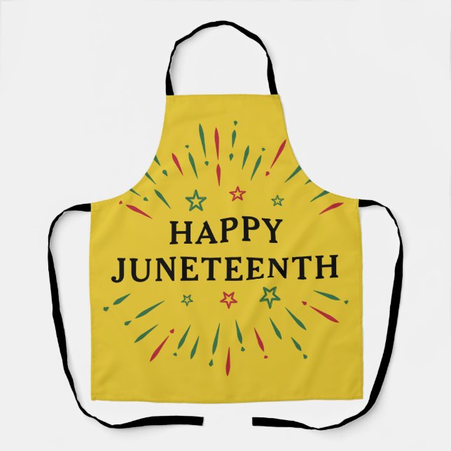 Fireworks Black Independence Day Happy Juneteenth Apron (Front)