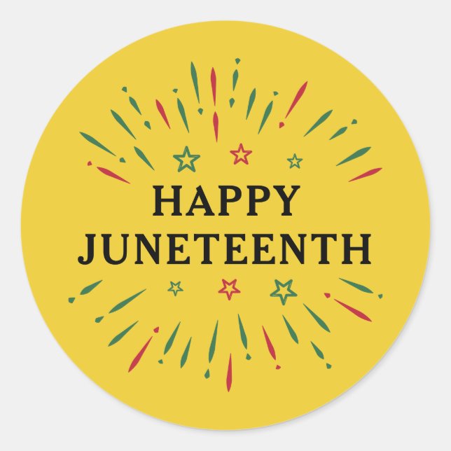 Fireworks Black Independence Day Happy Juneteenth Classic Round Sticker (Front)