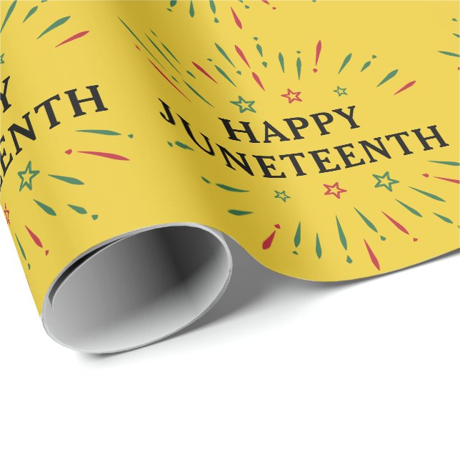 Fireworks Black Independence Day Happy Juneteenth Wrapping Paper (Roll Corner)