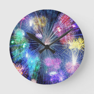 Fireworks Blast Round Clock