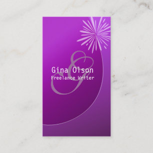 Fireworks Burst Monogram Purple Business Cards