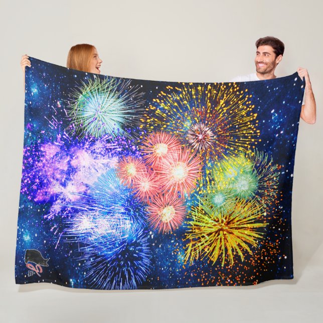 Fireworks Bursts Fleece Blanket (In Situ)