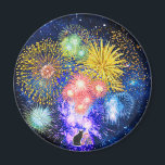 Fireworks Bursts Magnet<br><div class="desc">Boost your excitement into the stratosphere! Against a starry sky the coruscating display explodes in a cascade of burning colors. Just the design to create spark and sizzle for your personal style…Please note: If you wish to have any Zazzle product imprinted with one of my arts, let me know your...</div>