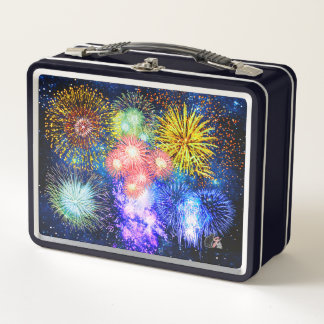 Fireworks Bursts Metal Lunchbox