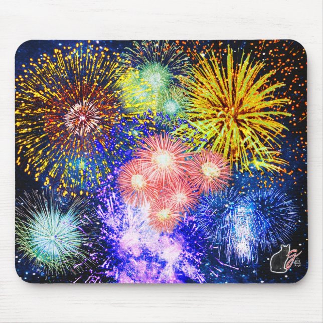 Fireworks Bursts Mouse Pad (Front)