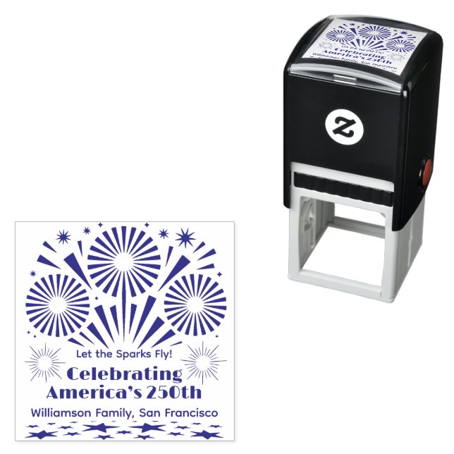 Fireworks Celebrating America’s 250th Year Trodat  Self-inking Stamp (In Situ)