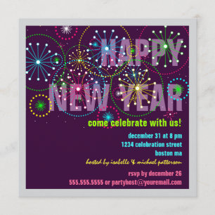 Fireworks Celebration for New Years Eve Party Invitation