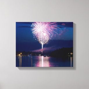 Fireworks celebration on East Gull Lake Canvas Print