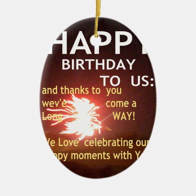 Fireworks Celebration with Thank You Message Ceramic Ornament (Front)