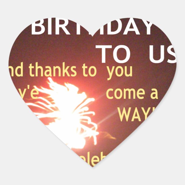 Fireworks Celebration with Thank You Message Heart Sticker (Front)
