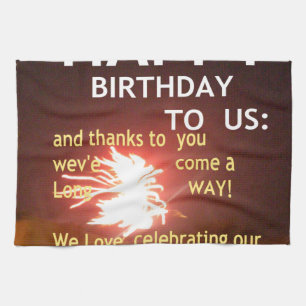 Fireworks Celebration with Thank You Message Kitchen Towel
