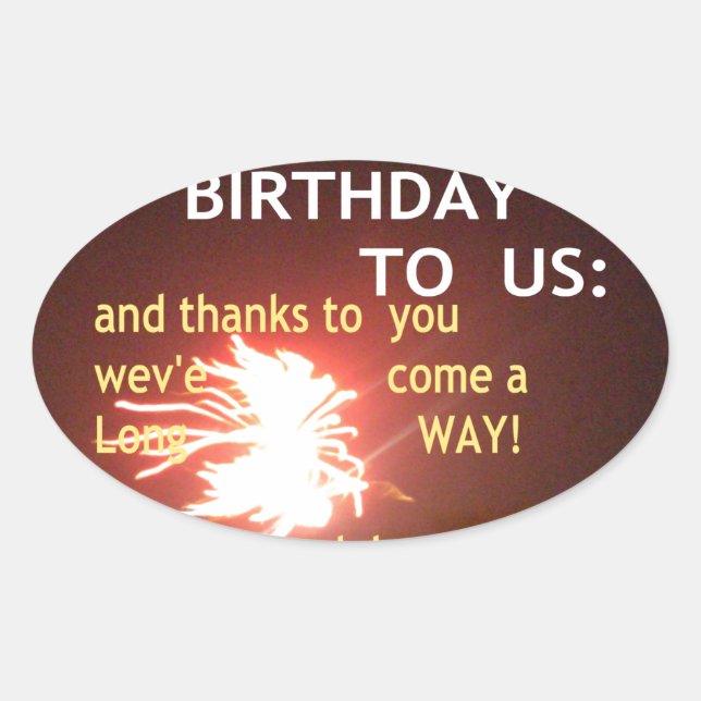 Fireworks Celebration with Thank You Message Oval Sticker (Front)