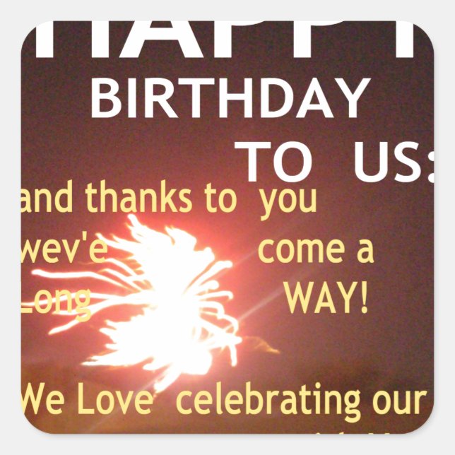 Fireworks Celebration with Thank You Message Square Sticker (Front)