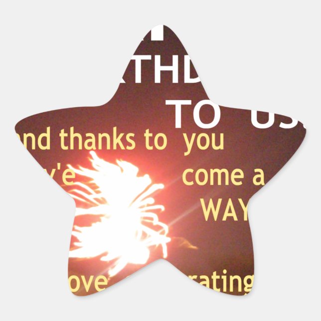 Fireworks Celebration with Thank You Message Star Sticker (Front)