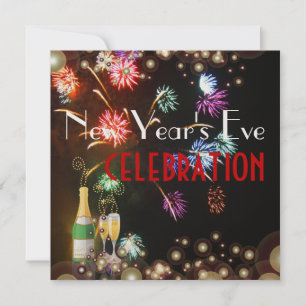 Fireworks champagne bubbles invitation
