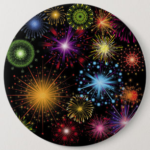 Fireworks Colourful Dynamic Sparkling Decor 6 Inch Round Button